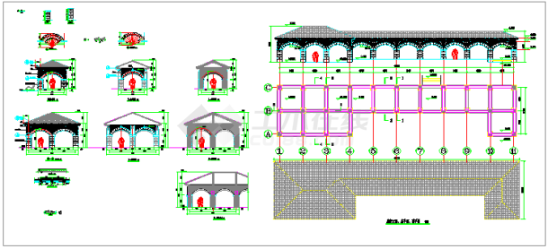 某景观休闲廊架设计CAD详图（详细）-图一