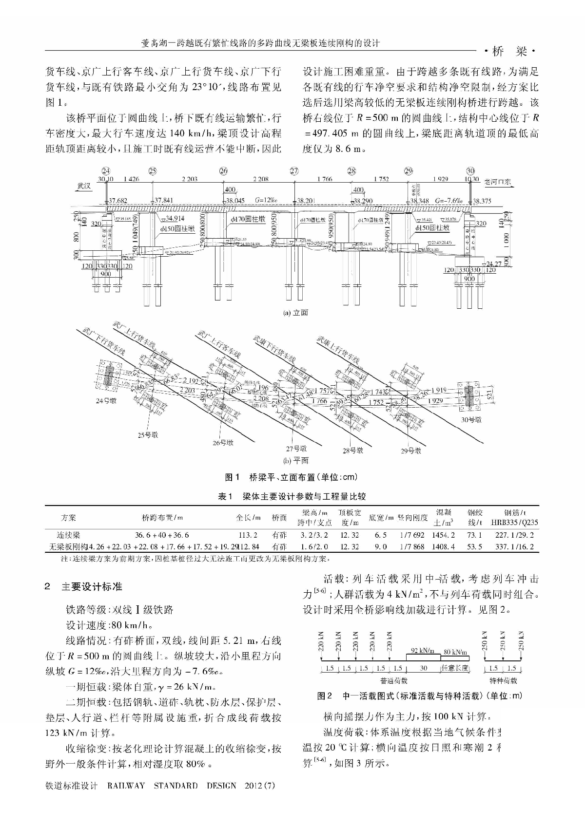 跨越既有繁忙线路的多跨曲线无梁板连续刚构的设计-图二