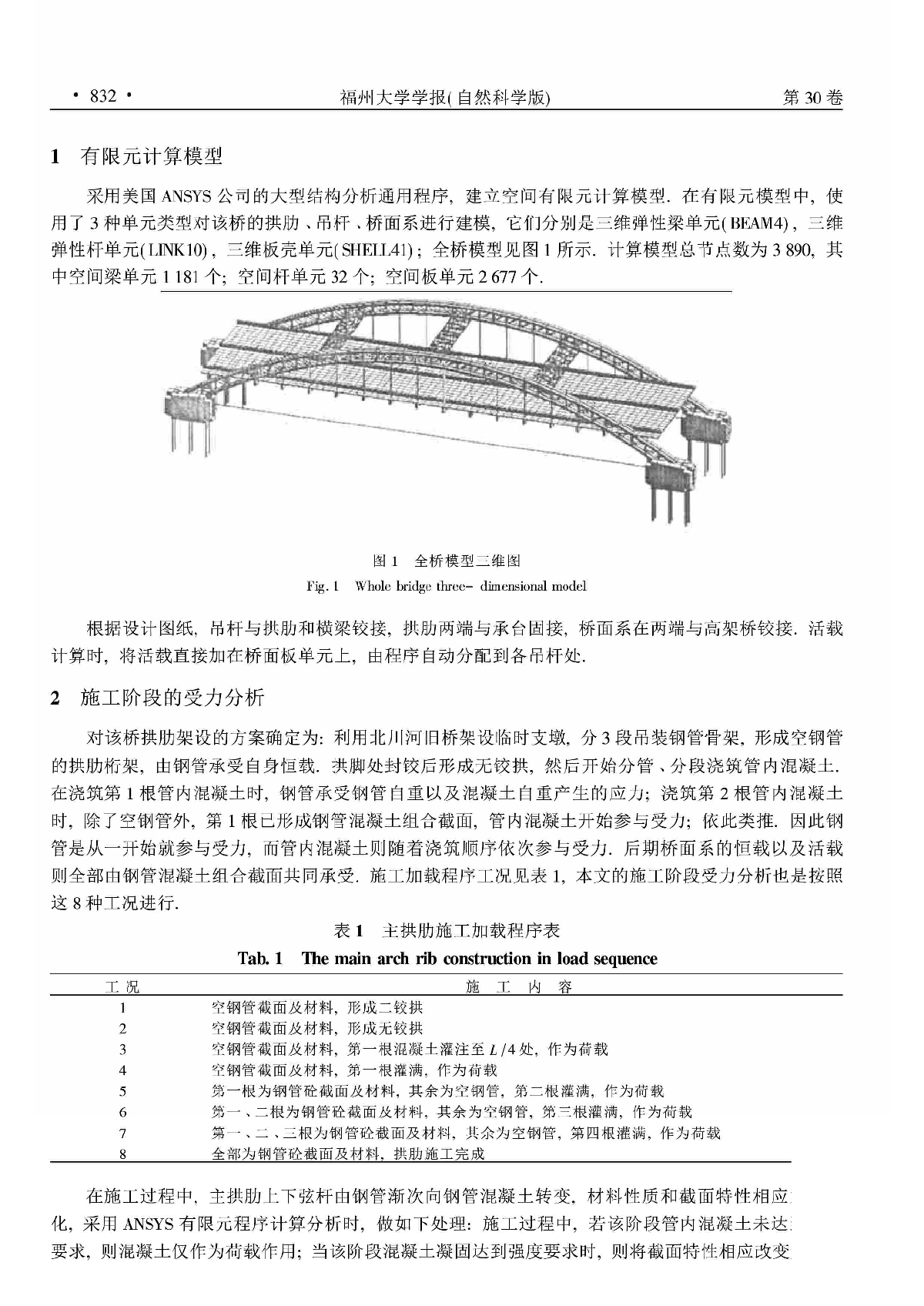 北川河钢管混凝土刚架系杆拱的结构分析-图二