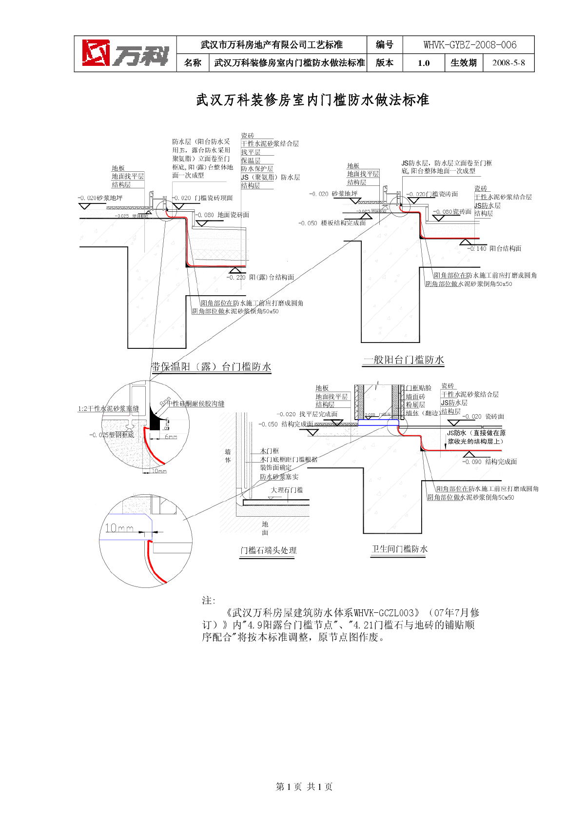 WHVK-GYBZ-2008-006+武汉万科装修房室内门槛防水做-图一