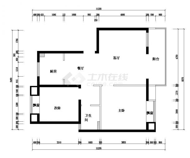 某住宅两居室户型平面布置图-图一