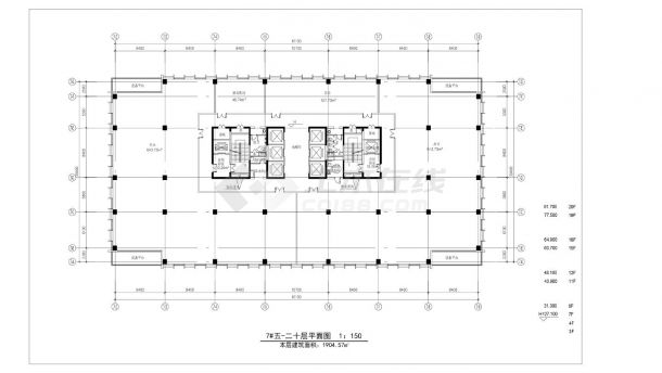 宁波高新区远大中心项目-7号楼建施平面CAD图-图二