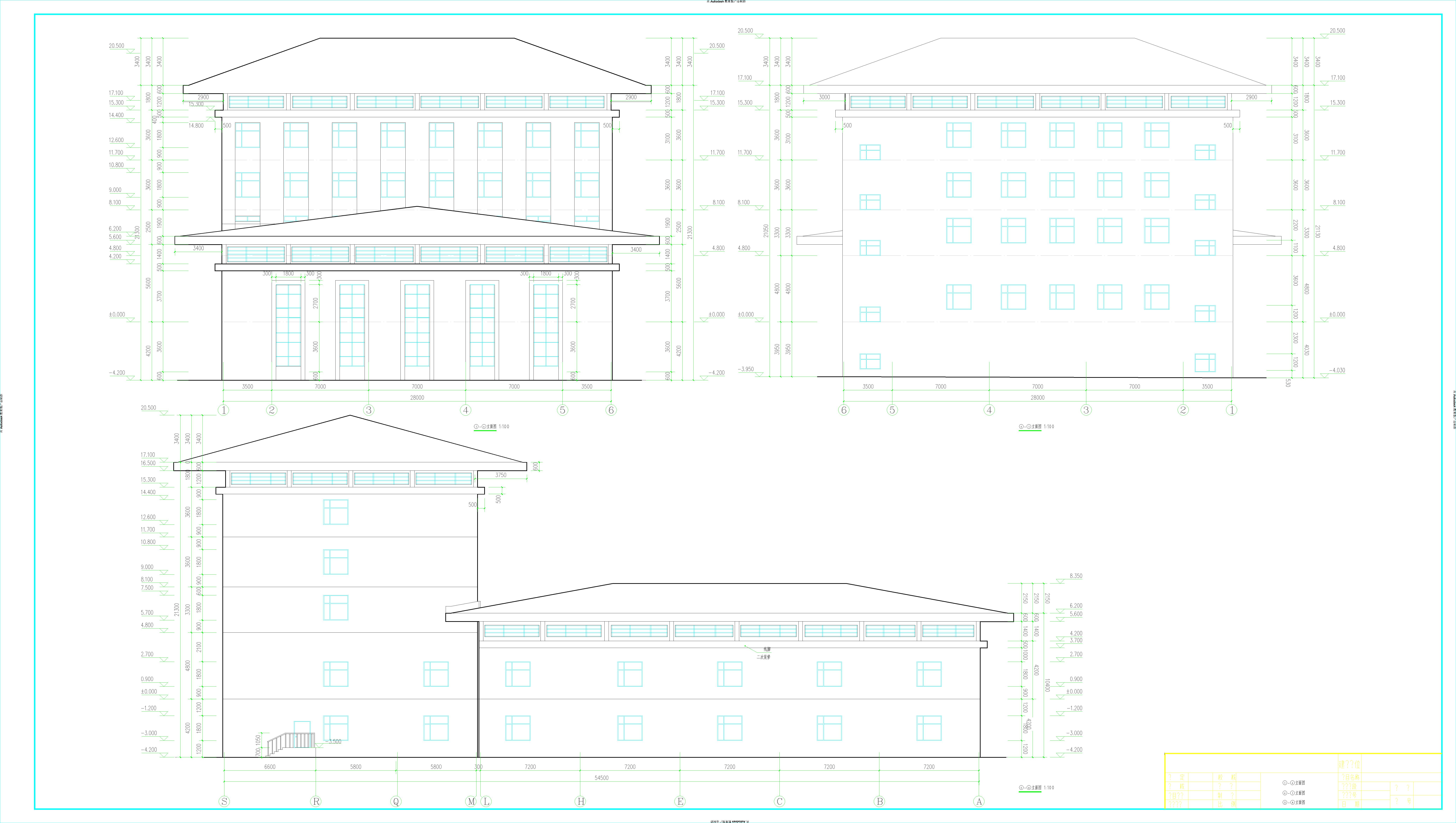 4层会议中心（带泳池）建筑结构设计施工图