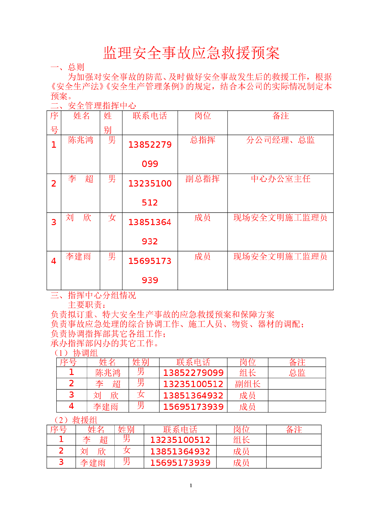 监理安全事故应急救援预案-图一