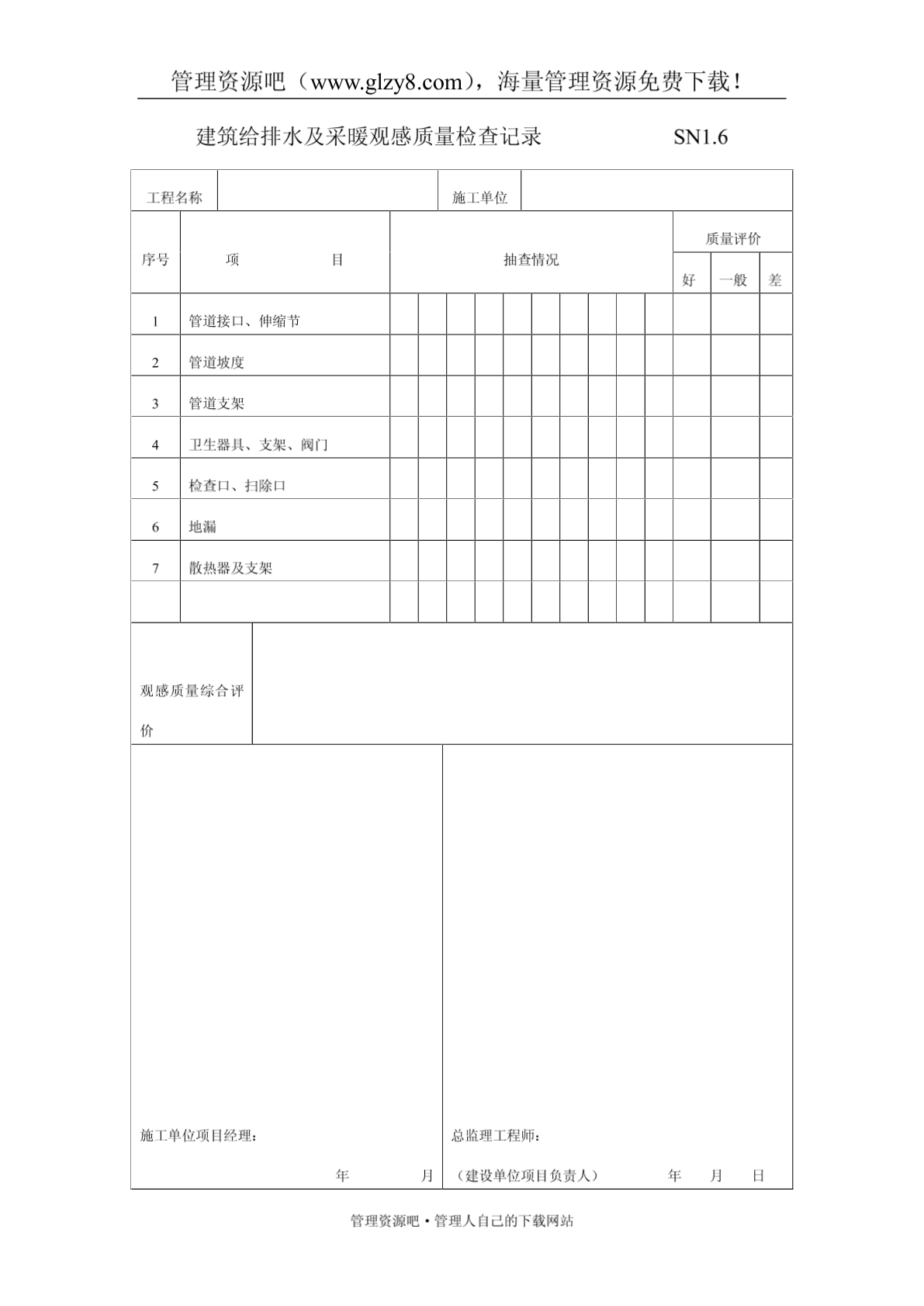 建筑给排水及采暖观感质量检查记录表-图二