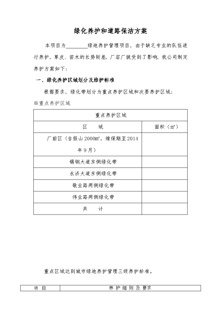 绿化养护和道路保洁方案施工组织设计-图一