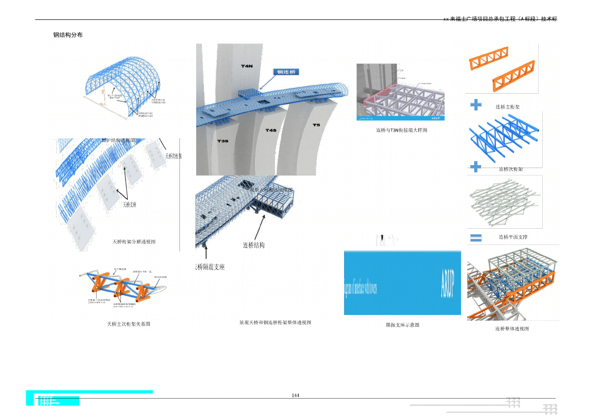 空中连廊及多塔连接结构方案三维模拟图丰富逼真（50页A3）-图二
