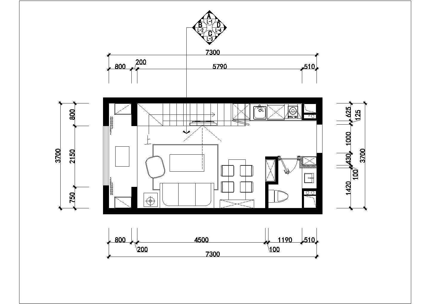 新写实波普创意风跃层公寓样板间施工设计CAD设计图带效果图