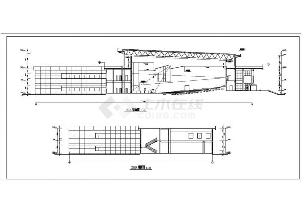 大型会议中心建筑剖面CAD参考图-图二