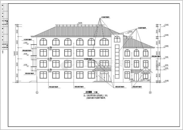 某时尚中西式小学教学楼建筑施工图（共10张）-图一