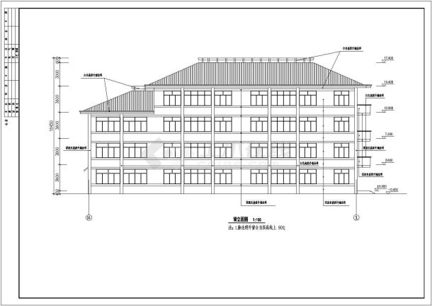 某时尚中西式小学教学楼建筑施工图（共10张）-图二
