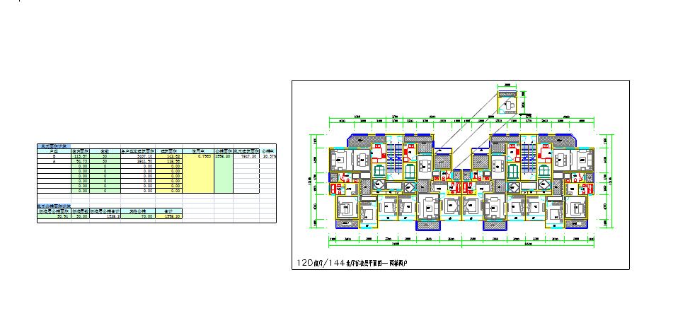 某高层住宅小区两梯两户户型图（118、142平米）