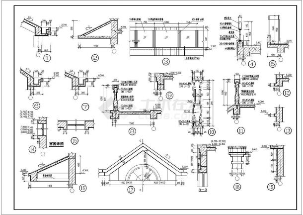 别墅施工设计细节标注大样CAD详图（楼梯扶手及窗套等）-图一