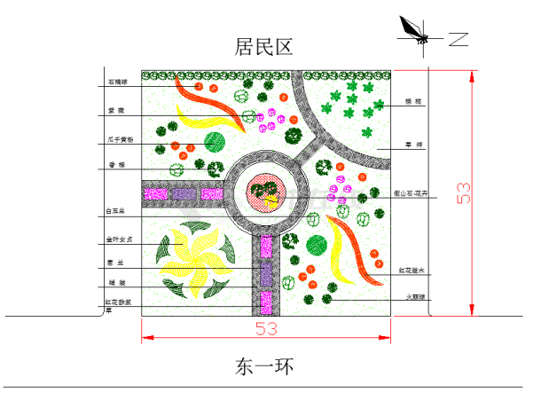 某地区游园公园绿化设计施工详情图-图一