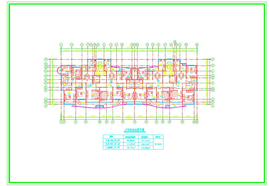 某小高层板式住宅户型图（120、140、170平方米）