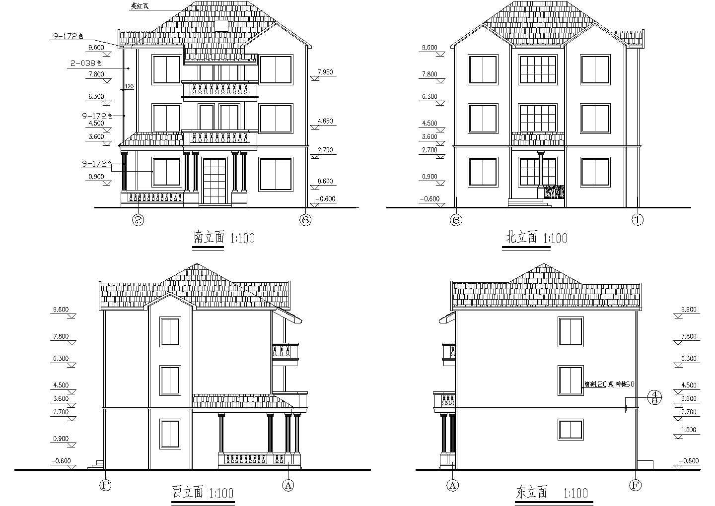 实用带阁楼三层半小型新农村住宅建筑设计图