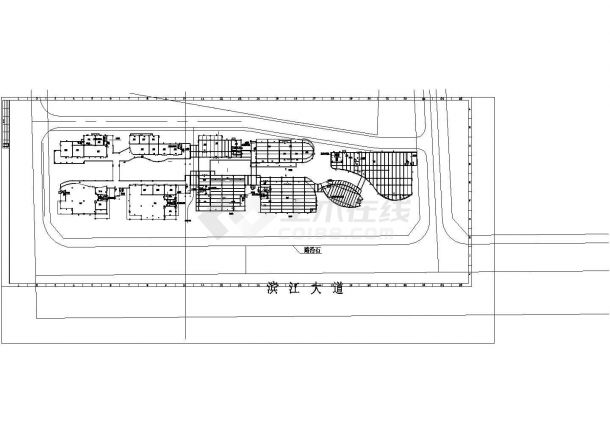 大型美食城室内建筑装修设计cad施工图（五层）-图一