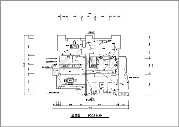 非常齐全的某室内家装装修全套CAD电路设计图纸-图二