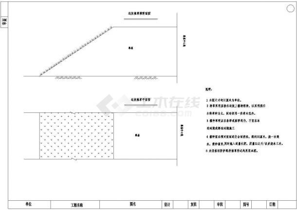 道路边坡植草防护cad设计施工图纸（挂网喷护 浆砌片石护等）-图二