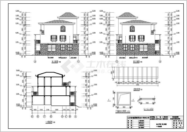 小型多层砖瓦屋面式商业办公楼房建筑施工图-图二