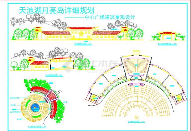 某广场景观建筑设计cad图纸（美观详细）-图一