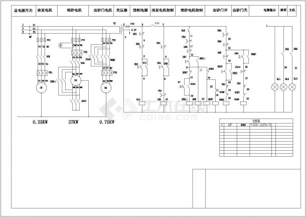 西门子品牌PLC控制混砂机电气CAD原理设计施工图-图二