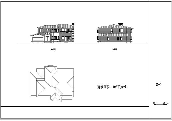 某商业区独栋别墅建筑设计总套图纸_图1