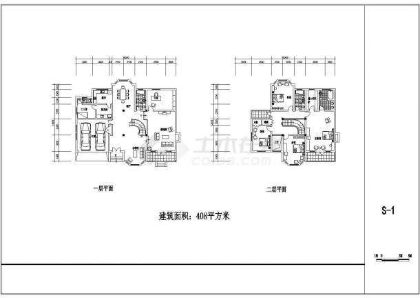 某商业区独栋别墅建筑设计总套图纸-图二
