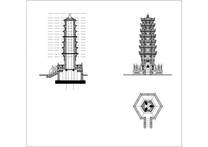 文昌塔（砖塔）调整8.8米cad图纸_图1