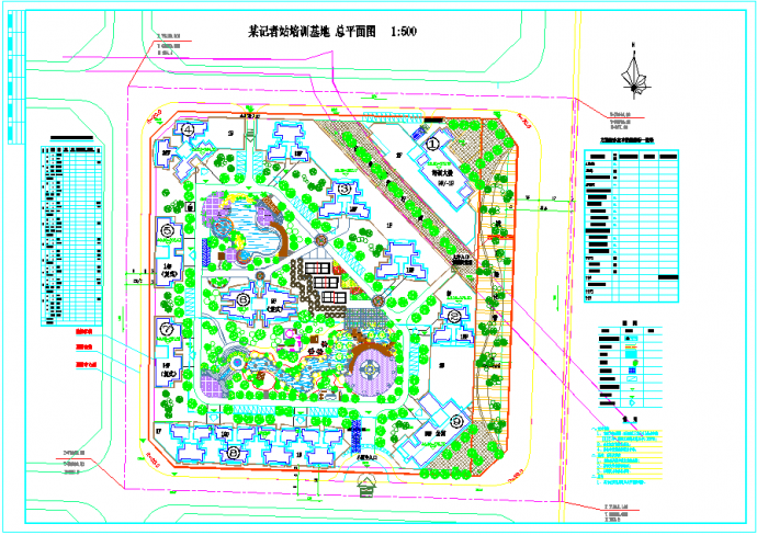 某小区培训基地景观规划绿化总平面图设计_图1