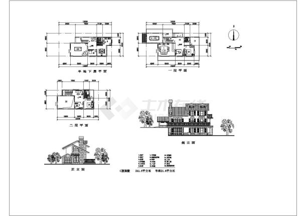 某地区三层欧式别墅建筑完整施工图纸-图一