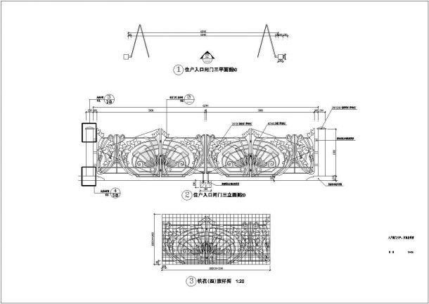 小区大门入户闸门详细图纸cad图纸-图二