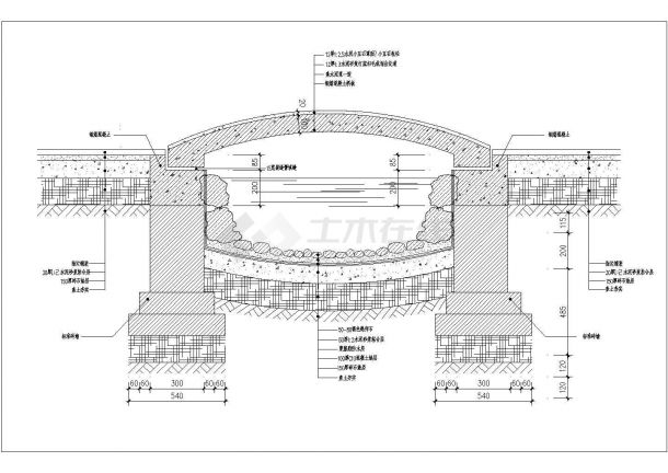 某地区公园园林景观小拱桥设计施工图-图一