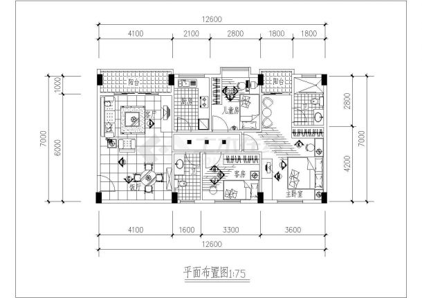 某地住宅户型景观设计平面施工图纸-图二