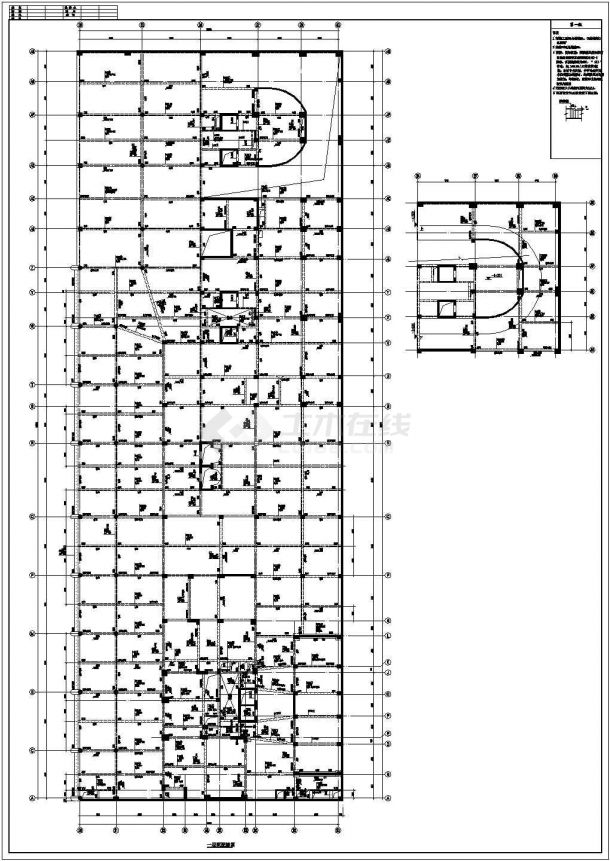 某框剪结构裙楼梁板配筋全套设计CAD施工图纸-图一