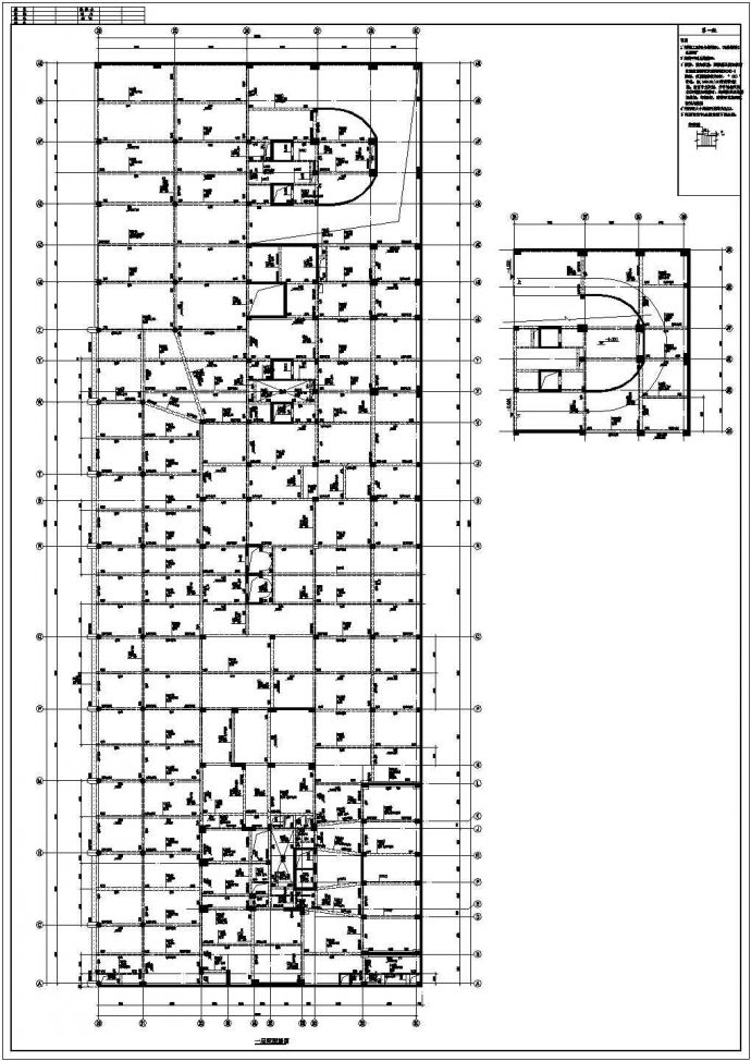 某框剪结构裙楼梁板配筋全套设计CAD施工图纸_图1