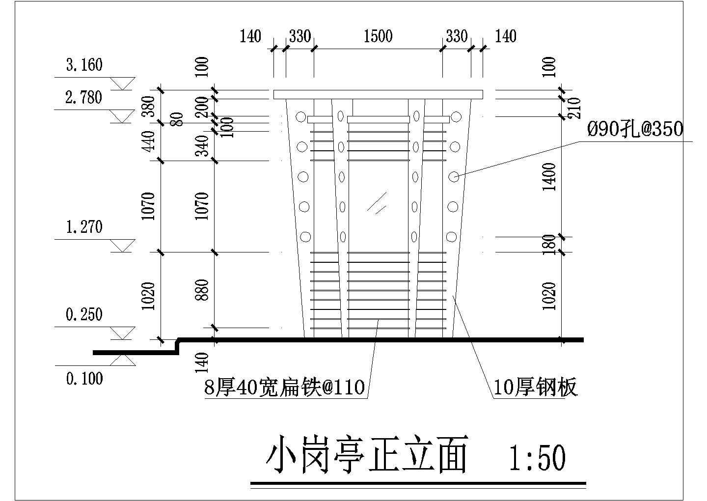 大小两种岗亭门卫亭设计施工CAD布置图纸