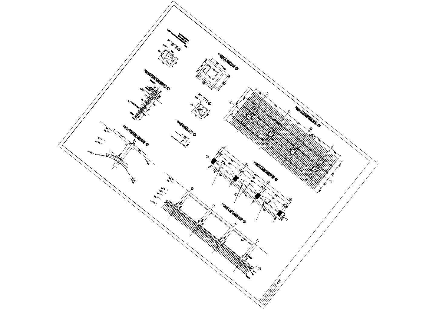 单面花架-造型景观构架施工图cad图纸