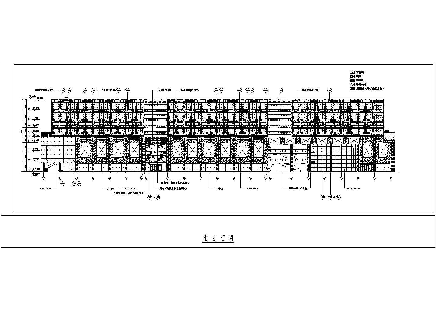 多层商住楼外玻璃幕墙装修cad方案施工图（70多张大样详图）