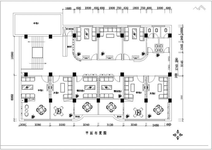 茶室咖啡厅室内装修cad设计施工方案图（带吧台正面图）_图1