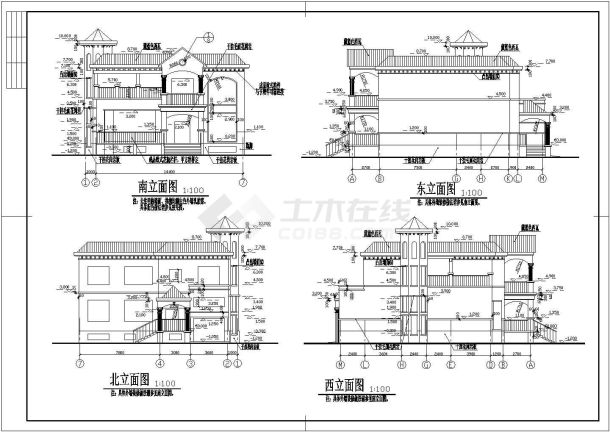 某经典完整的独栋别墅施工CAD布置图-图一