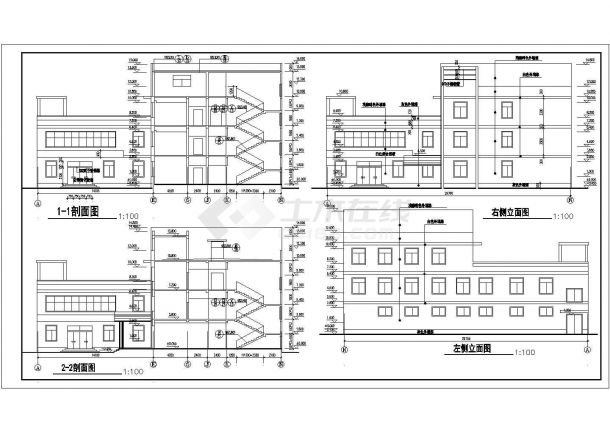 一套3154平方米三层局部四层宾馆建筑施工图（含屋顶给排水图）-图二