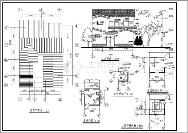 某框架三层实用农村房屋建筑结构图（方案）-图一