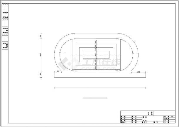 某小学200米塑胶跑道标准操场cad平面设计施工图纸-图二