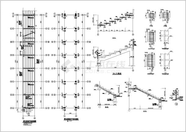 体育场看台楼梯与基础结构图cad图纸-图一
