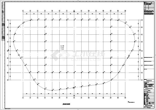 某地体育馆网架结构施工图cad图纸-图二