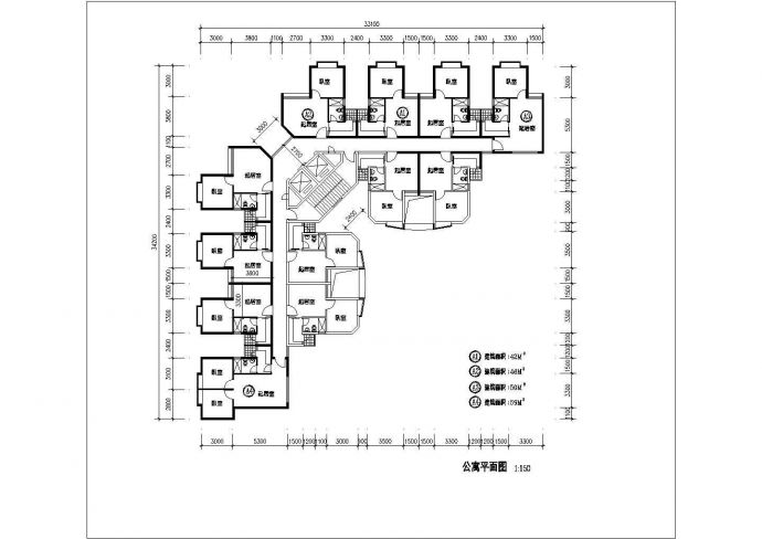某地住宅小区公寓户型设计规划图纸_图1