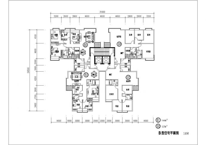 某地住宅小区设计建筑规划方案户型图_图1