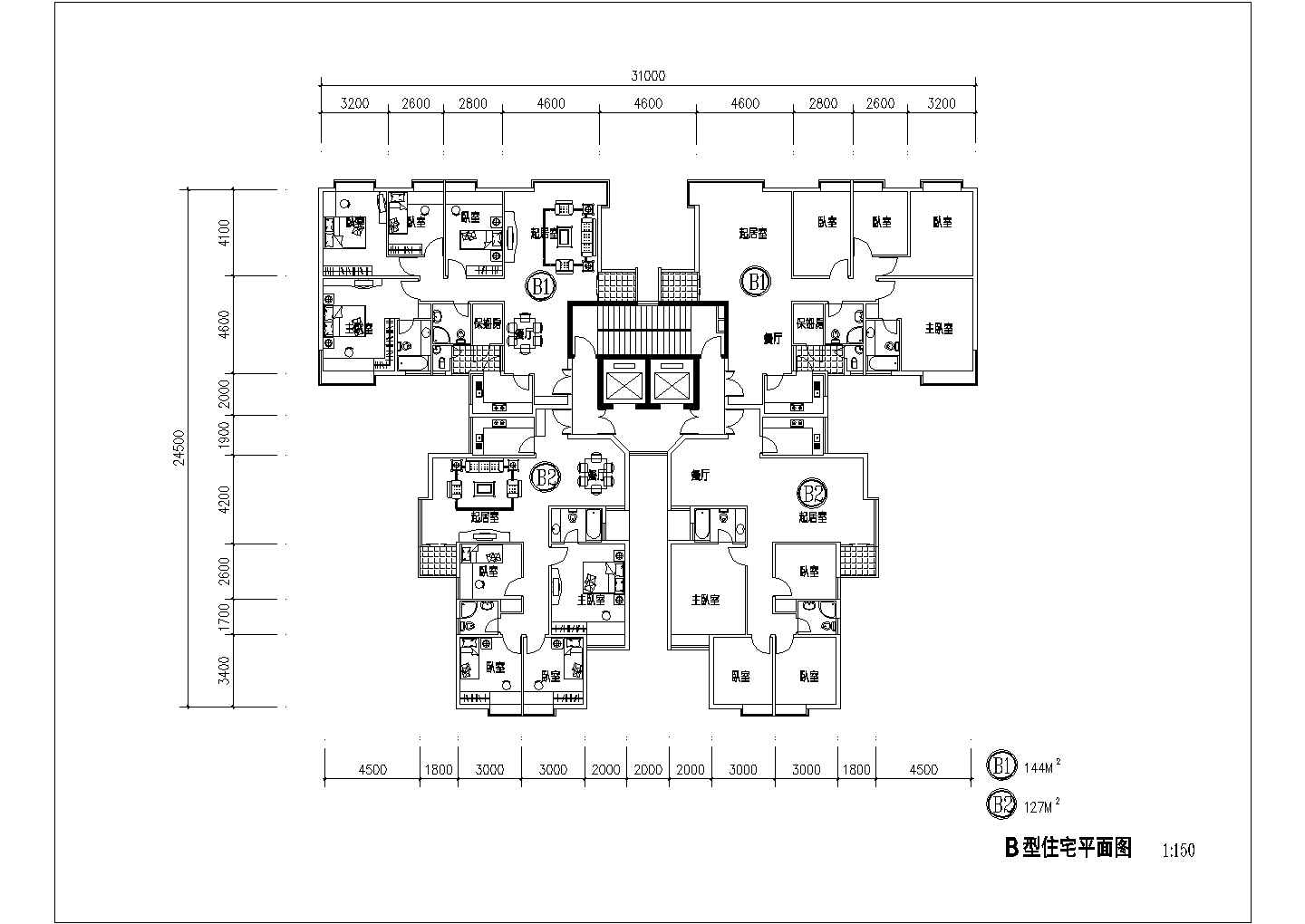 某地住宅小区设计建筑规划方案户型图