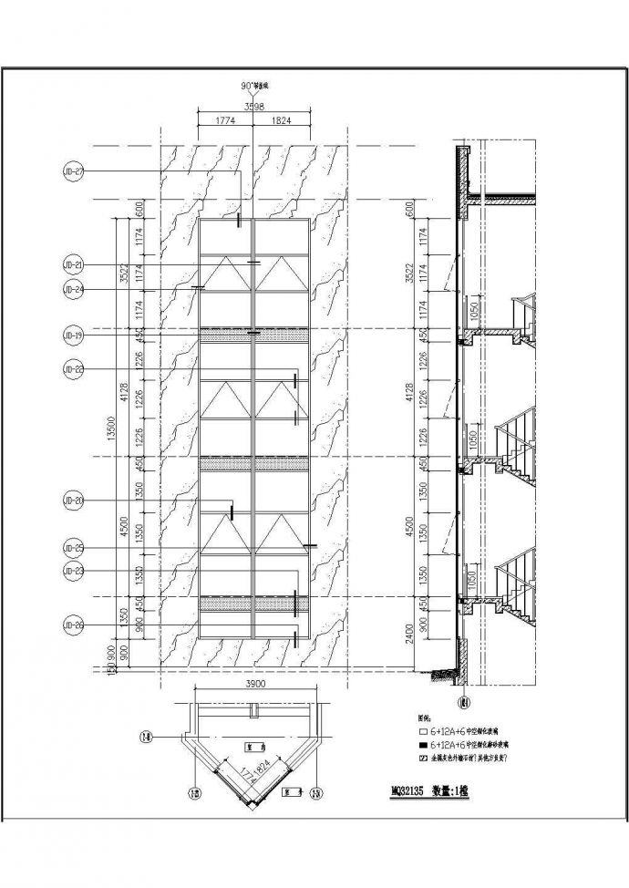 某玻璃幕墙工程结构设计图cad图纸_图1